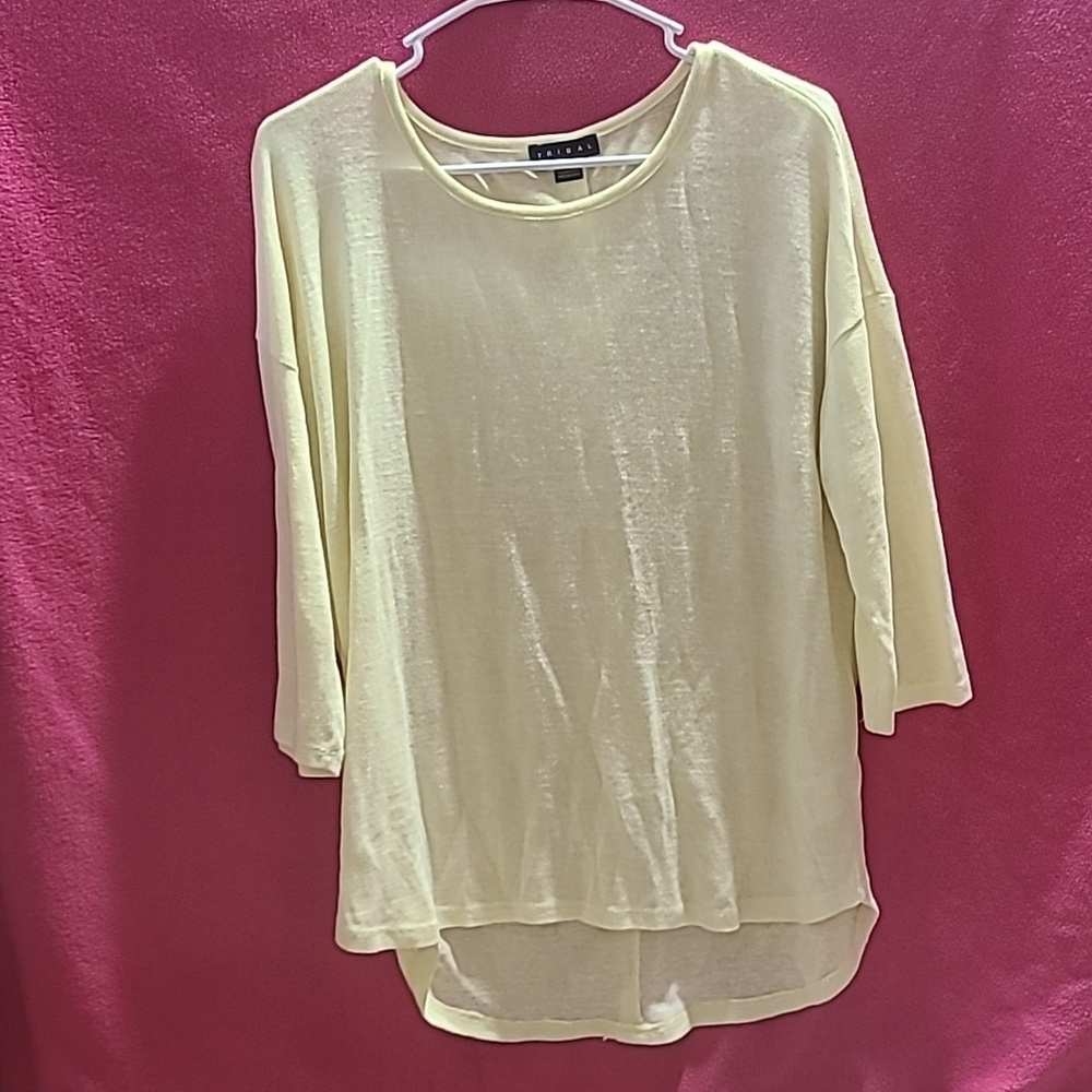 Tribal Yellow 3/4 Sleeve Top